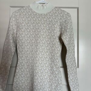 Michael Kors mini XXS long sleeve sweater dress MK print